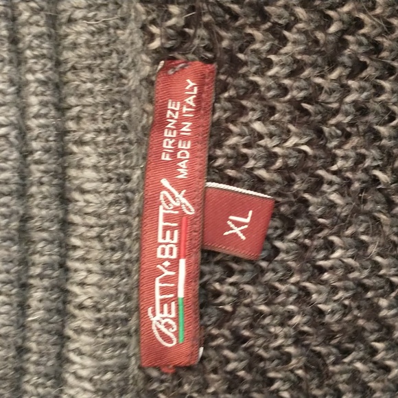 Betty Betty Sweater Pea Coat Plaid Cardigan Button Italy Alpaca Wool Long Line - Picture 2 of 10